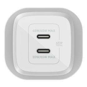 Dual USB-C GaN Wall Charger with PPS 65W, White, hi-res